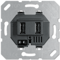 Розетка USB (зарядка) (2*1A/1*2A) антрацит