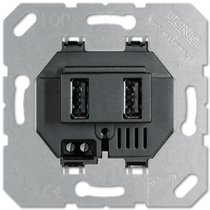 Розетка USB (зарядка) (2*1A/1*2A) антрацит
